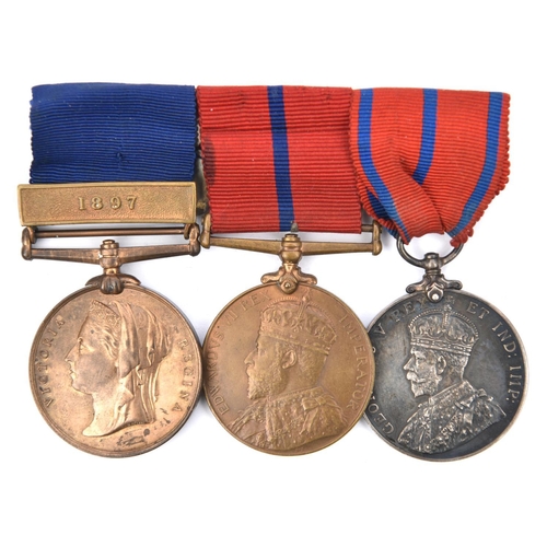 352 - Three: Metropolitan Police Jubilee 1887 in bronze, with clasp 1897; Coronation 1902 in bronze; Coron... 