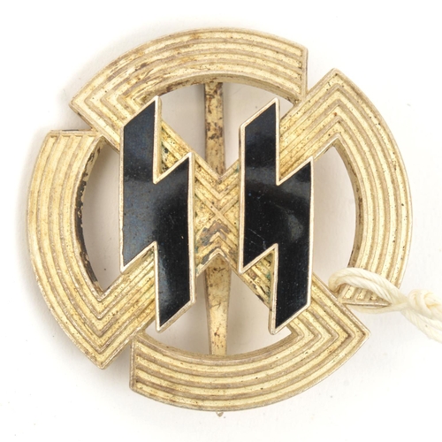 384 - A Third Reich SS proficiency award, in silver with enamel swastika. GC