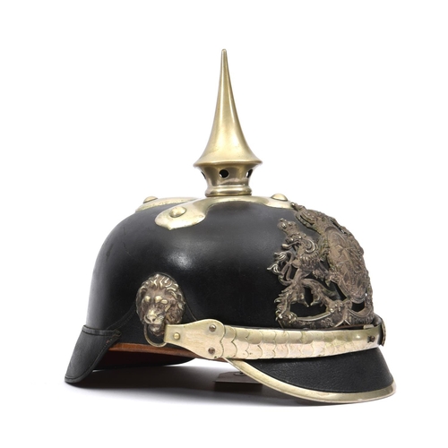 419 - An 1886 pattern Bavarian police officer’s pickelhaube, with WM badge and mounts, including cruciform... 