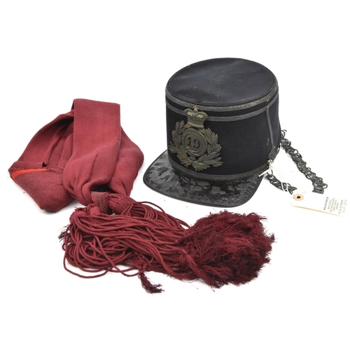 482 - An officer’s 1869 pattern shako of The 19th (1st York N Riding) Regt,  with shako plate, chinchain a... 