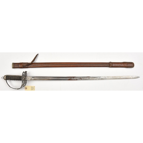 501 - A composite post 1902 Rifle Regt officer’s sword,  with leather FS scabbard. QGC                    ... 