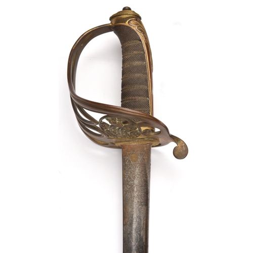 517 - A Vic 1845 pattern infantry officer’s sword with patent hilt, very slightly curved fullered blade 32... 