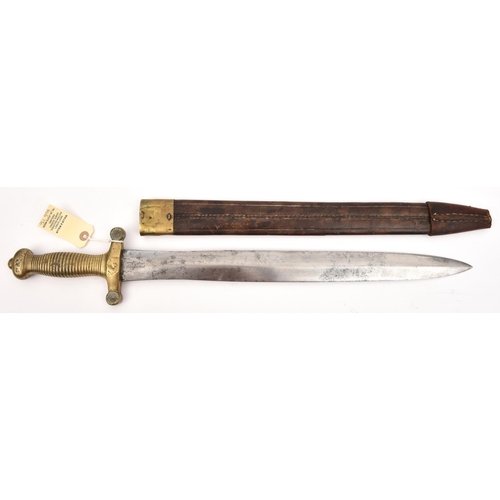 518 - A French “Gladius” sidearm,  DE spatulate blade 19”, marked in script at forte on one side “Manuf: R... 