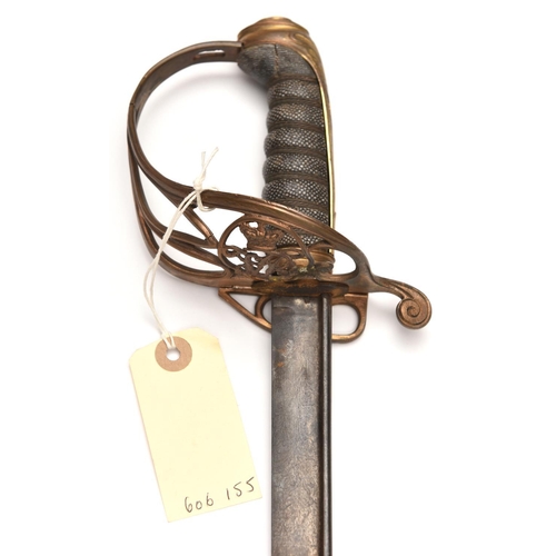 520 - A Vic 1822 pattern infantry officer’s leveé sword, slender, curved, pipe backed blade 32”, by J C Se... 