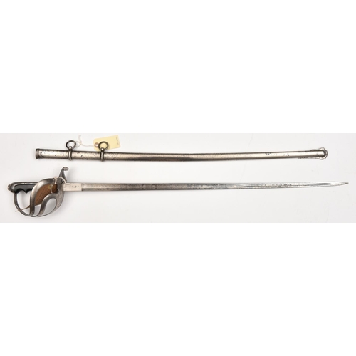 522 - An Italian M1888 infantry officer’s sword,  very slightly curved plated SE blade 31”, fullered for t... 