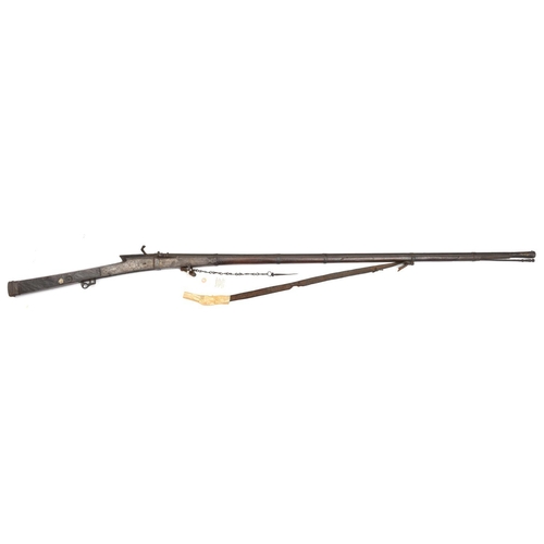 529 - A slender 20 bore Indian matchlock gun, torador, 61” overall, barrel 44” with slightly swollen muzzl... 