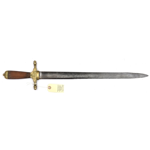 561 - A late 18th century continental hunting sword,  straight fullered blade 18½”, DE at tip, with maker’... 