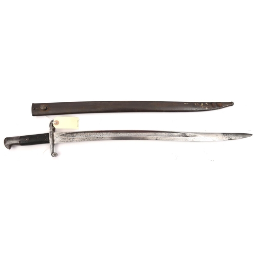 567 - A P1856/58 sword bayonet, 3 studs to grip, stamps at forte (unclear), in steel scabbard with stud (d... 