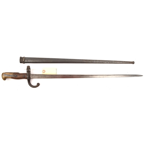 577 - A French M1874 Gras bayonet, d 1878 on backstrap, in scabbard. GC                                   ... 