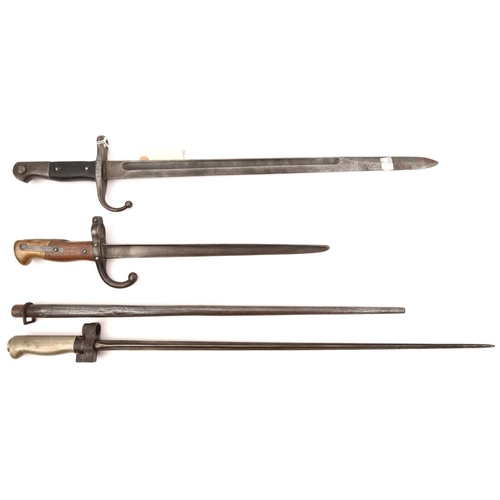 583 - A French M1886/93/16 Lebel bayonet, in its scabbard (slightly pitted); a Turkish Mauser bayonet (wor... 