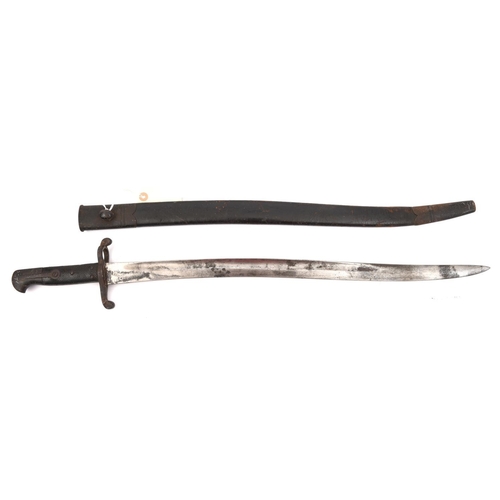 585 - An 1856/58 Pattern Enfield sword bayonet,  the blade with government sale mark, in its scabbard. Bas... 