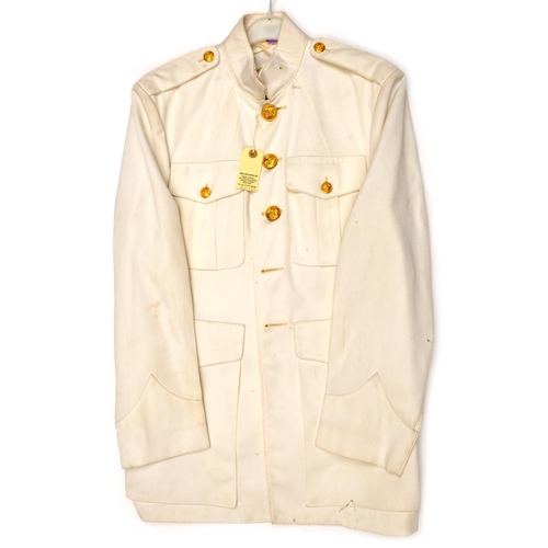 464 - A US Marine Corps white tropical jacket, gilt buttons with pair overalls, maker’s labels with detail... 