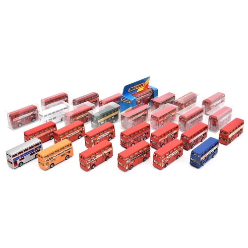 265 - 28 Matchbox Superfast/75 series double deck buses. 9 Daimler Fleetline, adverts- 3x Berger. Silver J... 