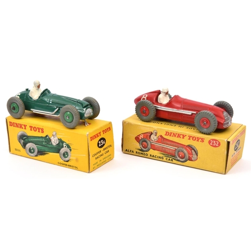 370 - 2 Dinky Toys Racing Cars. Cooper-Bristol (23G) in dark green with mid green wheels, RN6. Plus an Alf... 