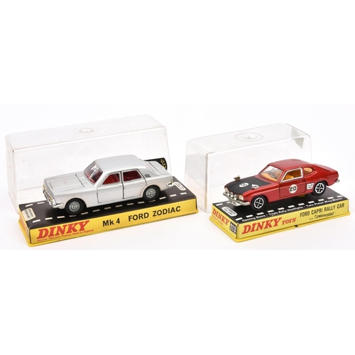 373 - 2 Dinky Toys. Mk 4 Ford Zodiac 164. Metallic silver body with red interior. Plus a Ford Capri Rally ... 