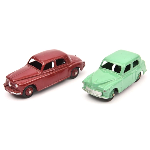 1380 - 2 Dinky Cars. Rover 75 (140b), example in maroon with maroon wheels. Plus a Hillman Minx (40F), exam... 