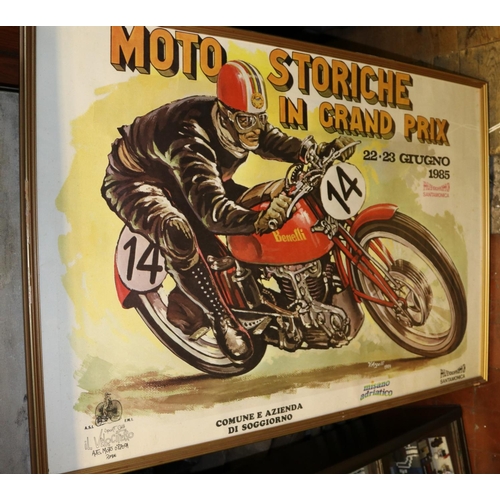 1153 - 4x well framed original posters for Motorcycle Grand Prix. 1983, 1984 and 1985 Moto Storiche in Gran... 