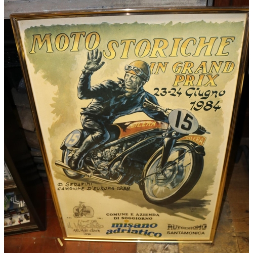 1153 - 4x well framed original posters for Motorcycle Grand Prix. 1983, 1984 and 1985 Moto Storiche in Gran... 