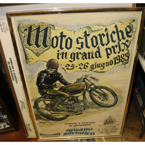 1153 - 4x well framed original posters for Motorcycle Grand Prix. 1983, 1984 and 1985 Moto Storiche in Gran... 