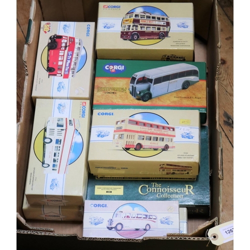 1267 - 12 Corgi Classic buses and coaches. 3x Guy Arab Utility, Wolverhampton, Birkenhead and Southampton. ... 