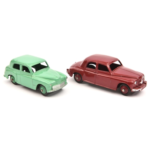 1380 - 2 Dinky Cars. Rover 75 (140b), example in maroon with maroon wheels. Plus a Hillman Minx (40F), exam... 