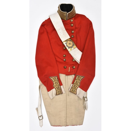 10 - A pre-1855 officer’s scarlet long tailed coatee of The 46th (South Devonshire) Regiment, white facin... 