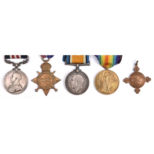408 - Four: Military Medal, Geo V first type (12765 Gnr J. Muggleston, D.94/Bde R.F.A), 1914-15 star, BWM,... 