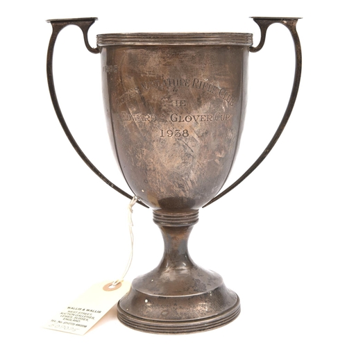 530 - A two handled silver prize cup,  engraved “Lewes Miniature Rifle Club, The Edward A. Glover Cup, 193... 