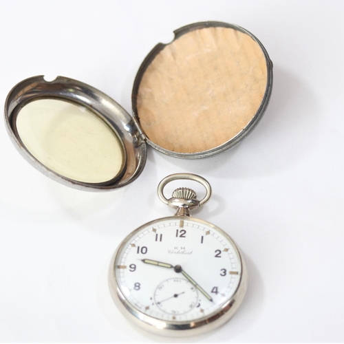 546 - Cortebert Kriegsmarine pocketwatch. Plated case, snap back, 51mm diameter. Serial 543312. Flawless p... 