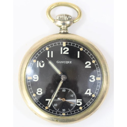 550 - Glycine pocket watch of type issued to Wehrmacht. Plated case, screw back with three tool indents, g... 