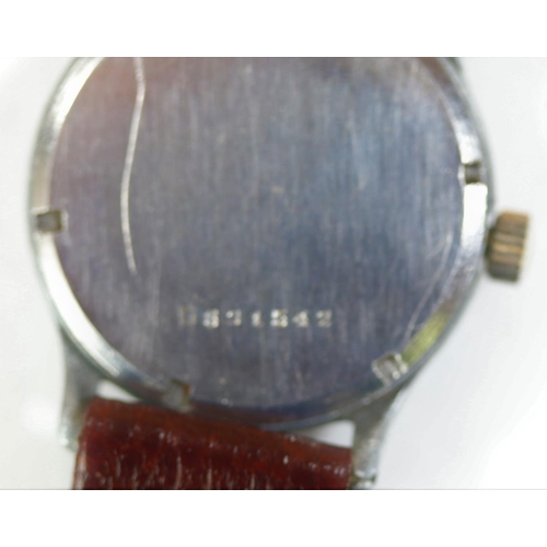 536 - D marked Titus wristwatch. Serial D891542. Base metal case, no plating remaining, 32mm without crown... 