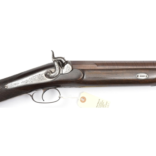 804 - An SB 8 bore percussion wildfowling gun,  49½” overall, rebrowned flat topped twist barrel 33½”, re-... 