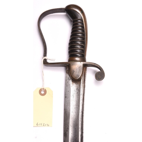 690 - A 1796 light cavalry style sword for yeomanry,  carved, shallow fullered blade 31½”, with narrow bac... 