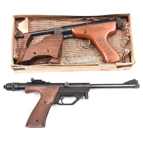 740 - A German .177” Hammerli Master CO2 target pistol,  number 67864, with brown plastic simulated wood g... 