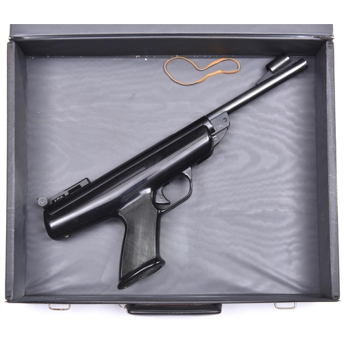 744 - A .22” BSA Scorpion air pistol,  with fully adjustable rearsight, telescopic sight grooves, black pl... 