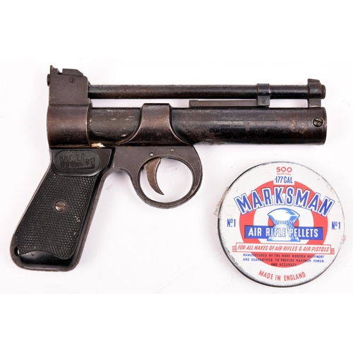 747 - A post 1958 .177” Webley Junior air pistol,  number 1667. GWO & basically GC, retaining some blued f... 