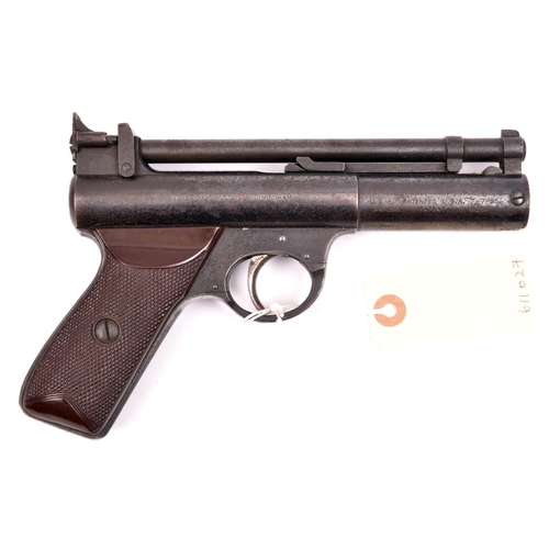 750 - A pre war “slant grip” .177” Webley Senior air pistol,  number S12763, with small “S” stamped on lef... 