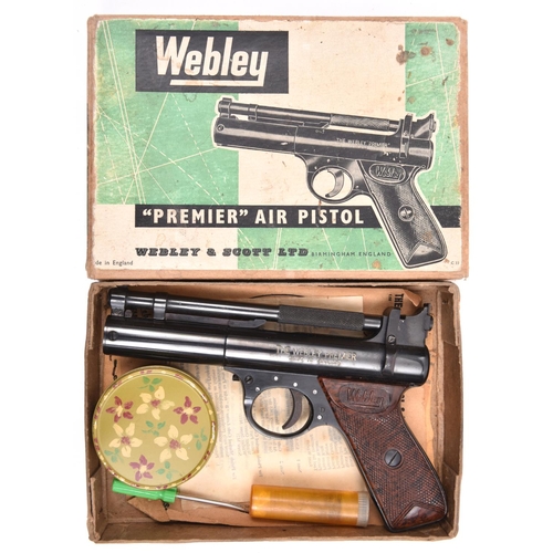 751 - A good .22” Webley Premier Series “D” air pistol,  number 2312, with inspector’s initial “F” (or bad... 