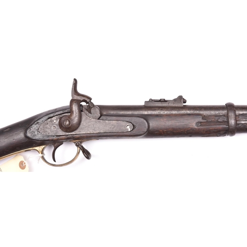 781 - A 20 bore Enfield type 3 band percussion gun,  50” overall, barrel 34” with Indian inscription at th... 