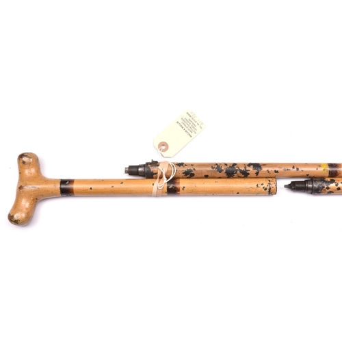 799 - A scarce Lang’s patent 46 bore percussion walking stick gun/rifle,  36½” overall, screw off barrel 2... 