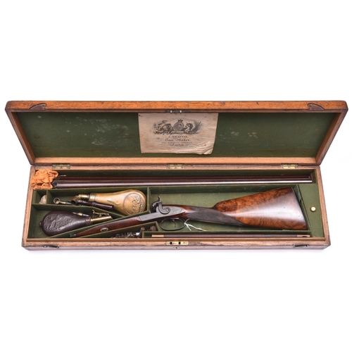 807 - A DB 12  bore percussion sporting gun by Williams & Powell (Liverpool),  46” overall, rebrowned barr... 