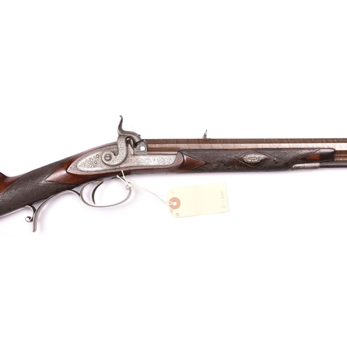 809 - A 40 bore percussion sporting rifle, by George Gibbs of Bristol,  46” overall, well rebrowned slende... 