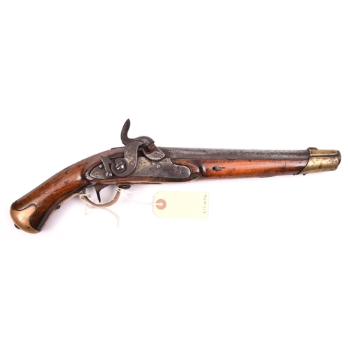 862 - A Swedish 16 bore percussion cavalry pistol, converted from flintlock, 16½” overall, sighted barrel ... 