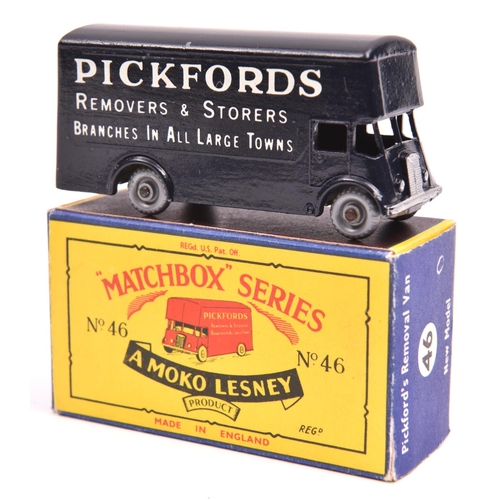 1229 - Matchbox Series No.46 Pickfords Removal Van. A scarce example in dark blue with white roller shutter... 