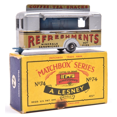 1236 - Matchbox Series No.74 Mobile Refreshments Bar. An example in metallic silver with 'REFRESHMENTS in r... 