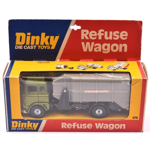 1460 - Dinky Toys Refuse Wagon (978). A Bedford TK in dark metallic green with white cab interior, black ch... 