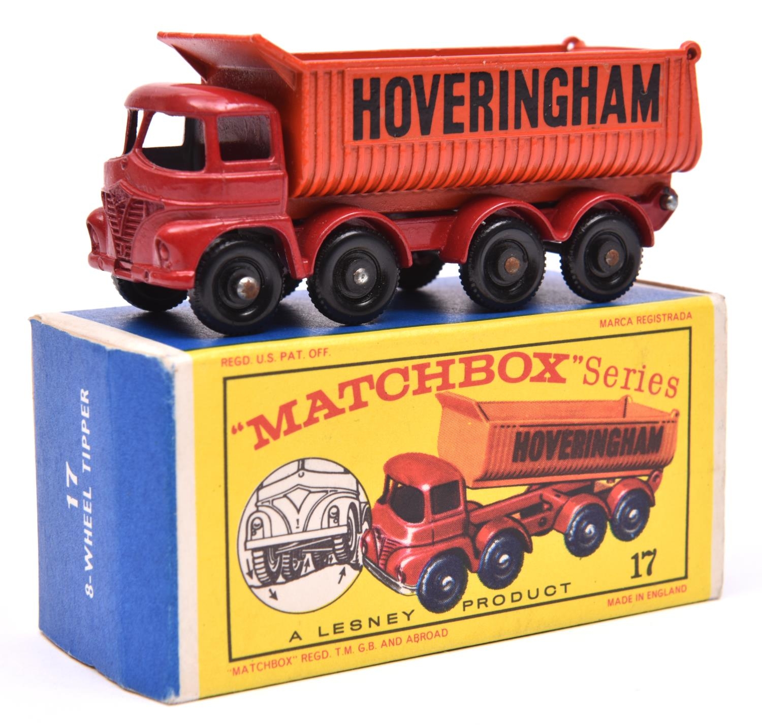 Matchbox Series No.17 Foden 8-Wheel Tipper. In red and orange