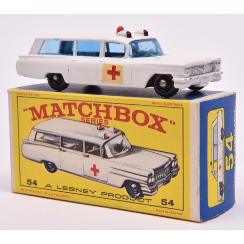 1231 - Matchbox Series No.54 Cadillac S&S Cadillac Ambulance In white with blue interior, lights to roof, R... 