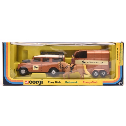 1246 - Corgi Pony Club Land Rover and Horse Box set (47). A 1977 issue finished in metallic bronze livery, ... 