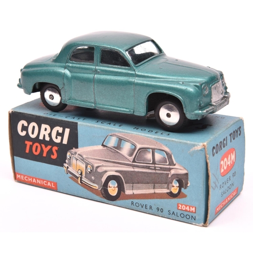 1254 - Corgi Toys Mechanical Rover 90 Saloon (204M). An example in metallic green with smooth spun wheels a... 